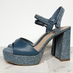 Steve Madden Strada Blue Espadrille Platform Heel Sandal 10M